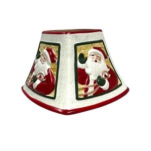 Yankee Candle Large Jar Ceramic Santa Claus Shade Topper 4 Sided Christmas Decor